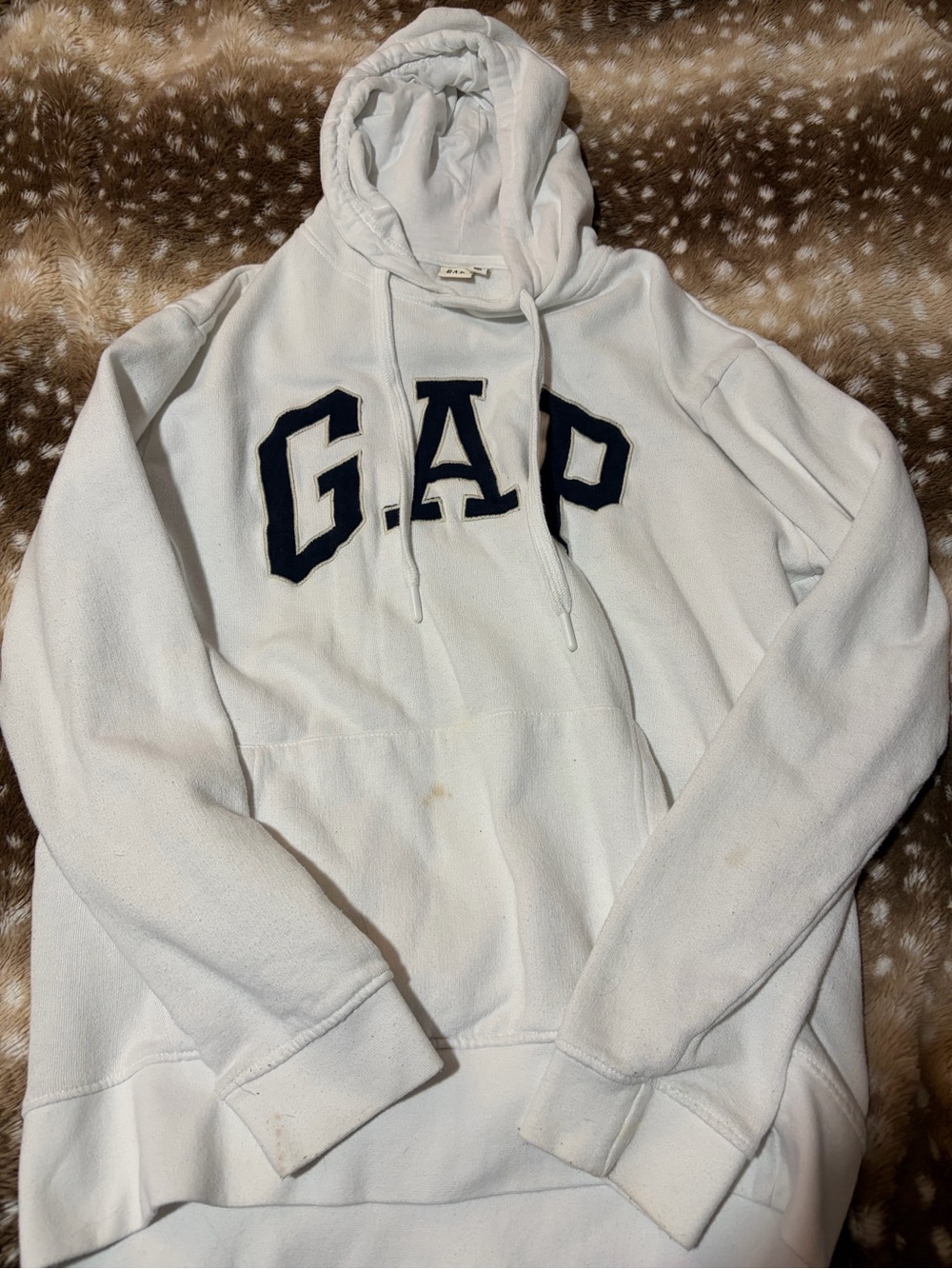 GAP White Men's Hoodie Sweatshirt with Navy Logo